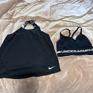 Nime Black Tank & UnderArmour Sports Bra S